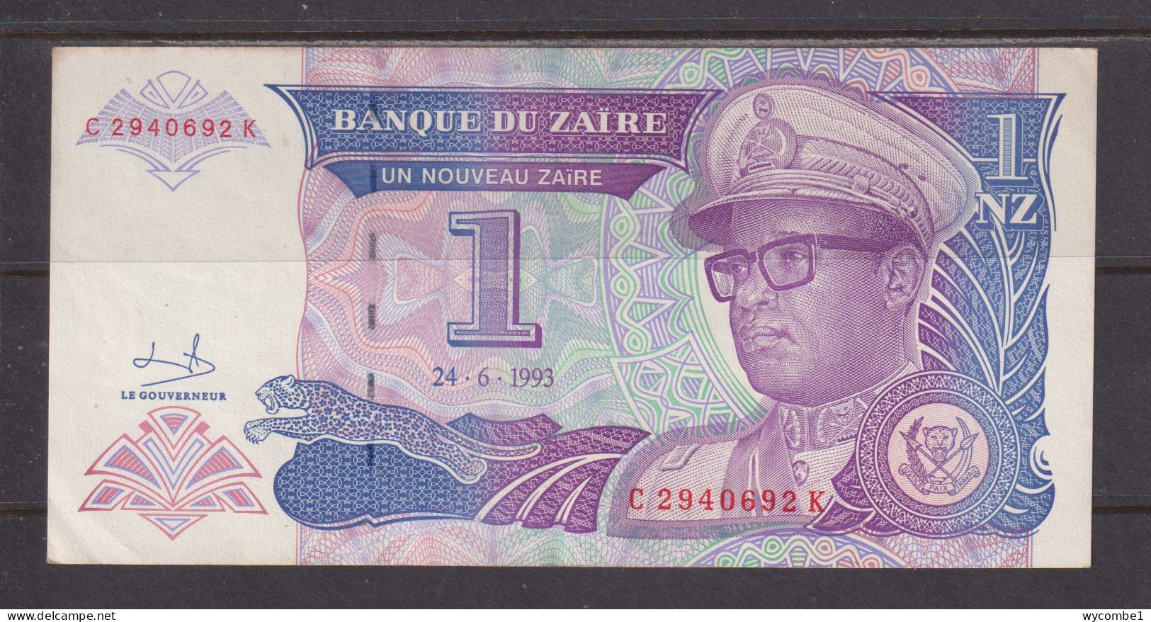 ZAIRE - 1993 1 New Zaire  Circulated Banknote As Scans - Zaïre