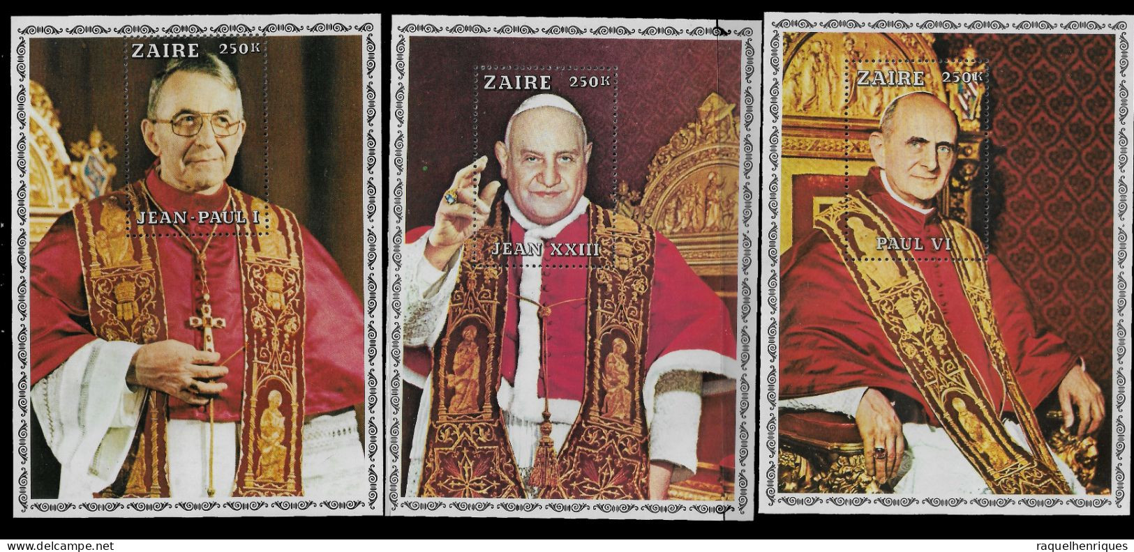 CONGO ZAIRE STAMP - 1979 Popes 3 X MINISHEETS MNH (NP#01) - Ongebruikt