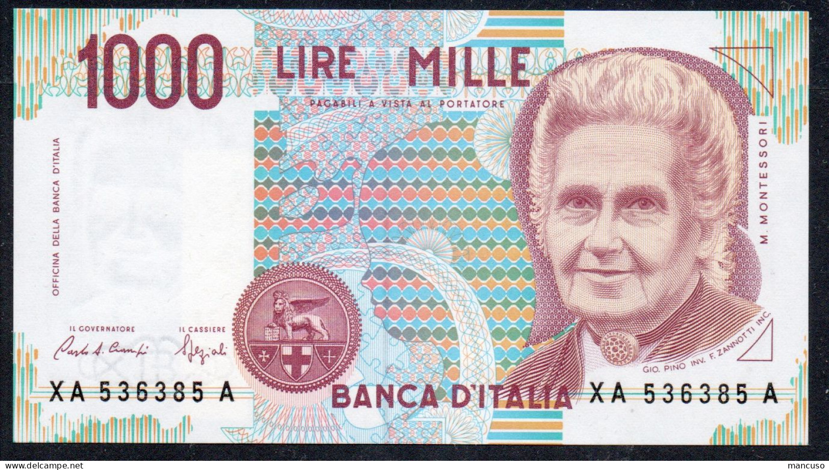 RARA LIRE 1000 MONTESSORI - SERIE SPECIALE  XA - FDS - 1000 Liras