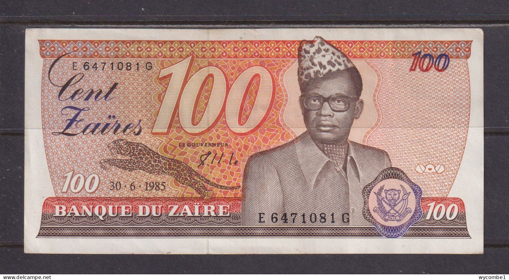 ZAIRE - 1985 100 Zaires Circulated Banknote As Scans - Zaïre