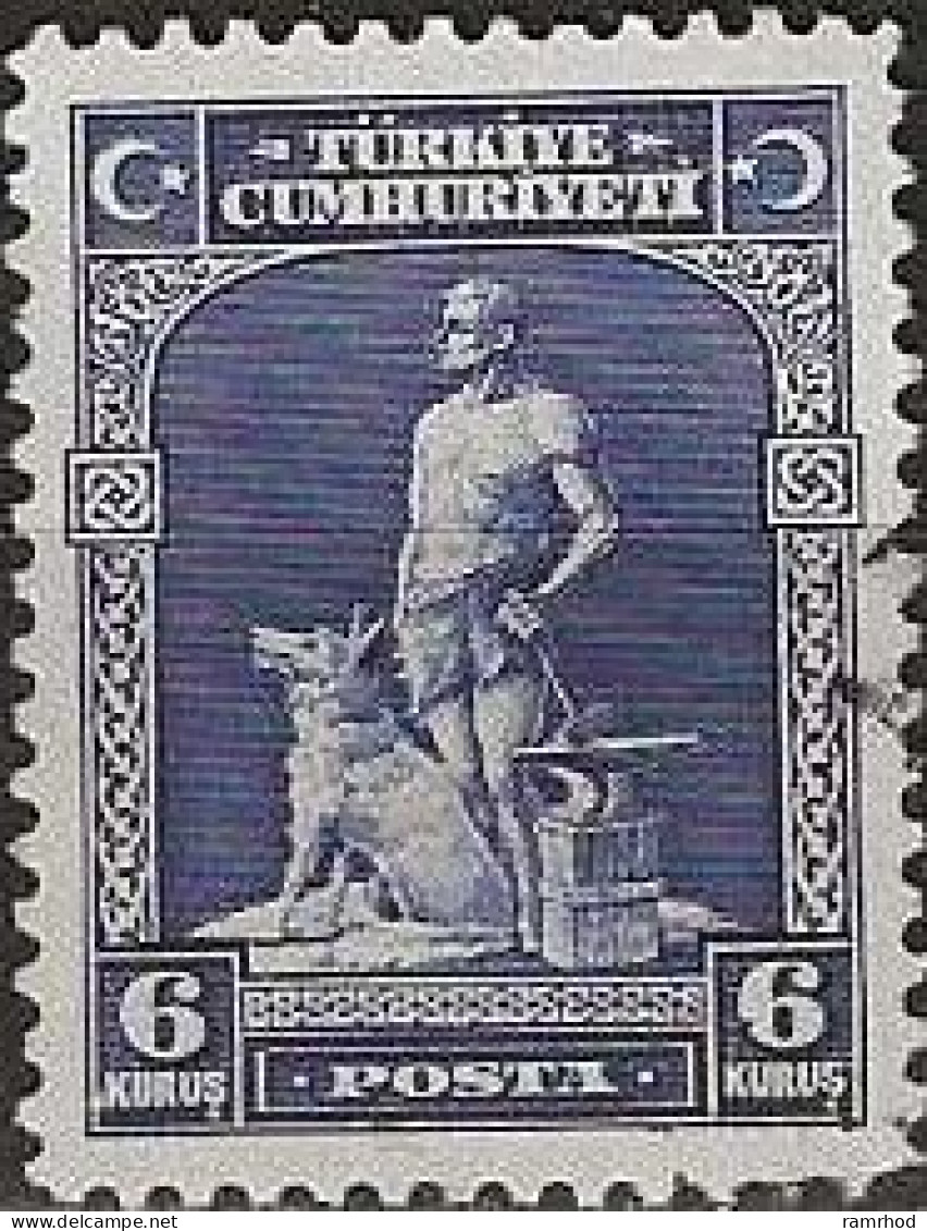 TURKEY 1929 Blacksmith & Grey Wolf - 6k. - Blue FU - Used Stamps