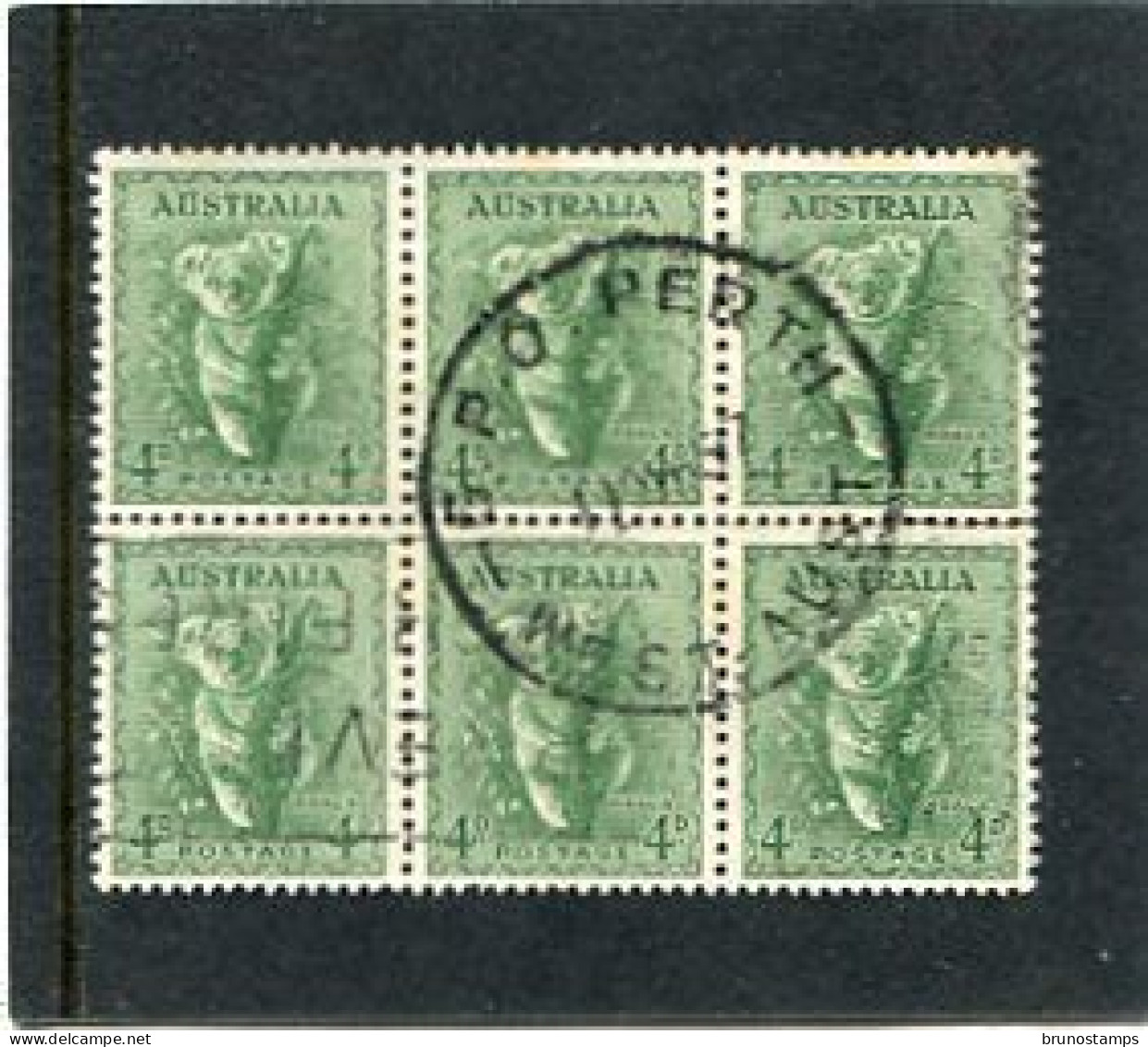 AUSTRALIA - 1946  4d  KOALA  NO WMK  BLOCK OF 6  FINE USED - Used Stamps