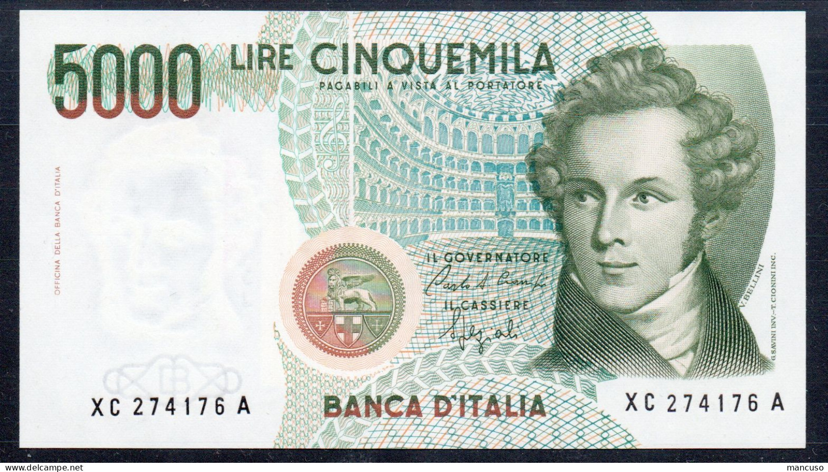 LIRE 5.000 TIPO BELLINI - SERIE SPECIALE  XC - FDS - 5000 Lire