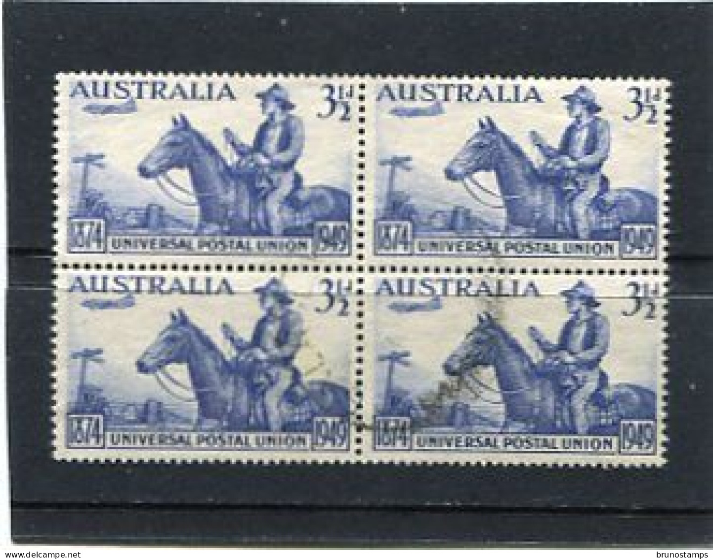 AUSTRALIA - 1949  3 1/2d  UPU  BLOCK OF 4  FINE USED  SG 232 - Gebraucht