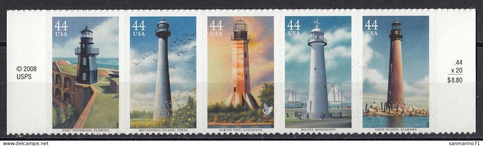 UNITED STATES 4508-4512,unused,lighthouses - Nuevos
