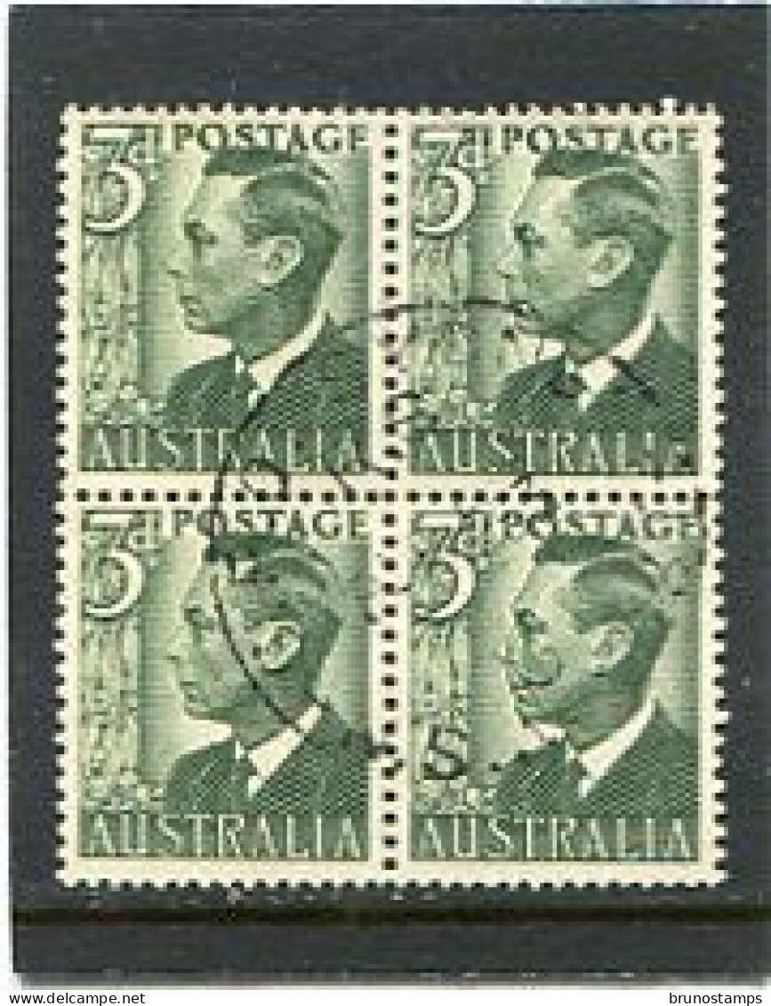 AUSTRALIA - 1951   3d   KGVI  NO WMK  BLOCK OF 4  FINE USED - Gebraucht