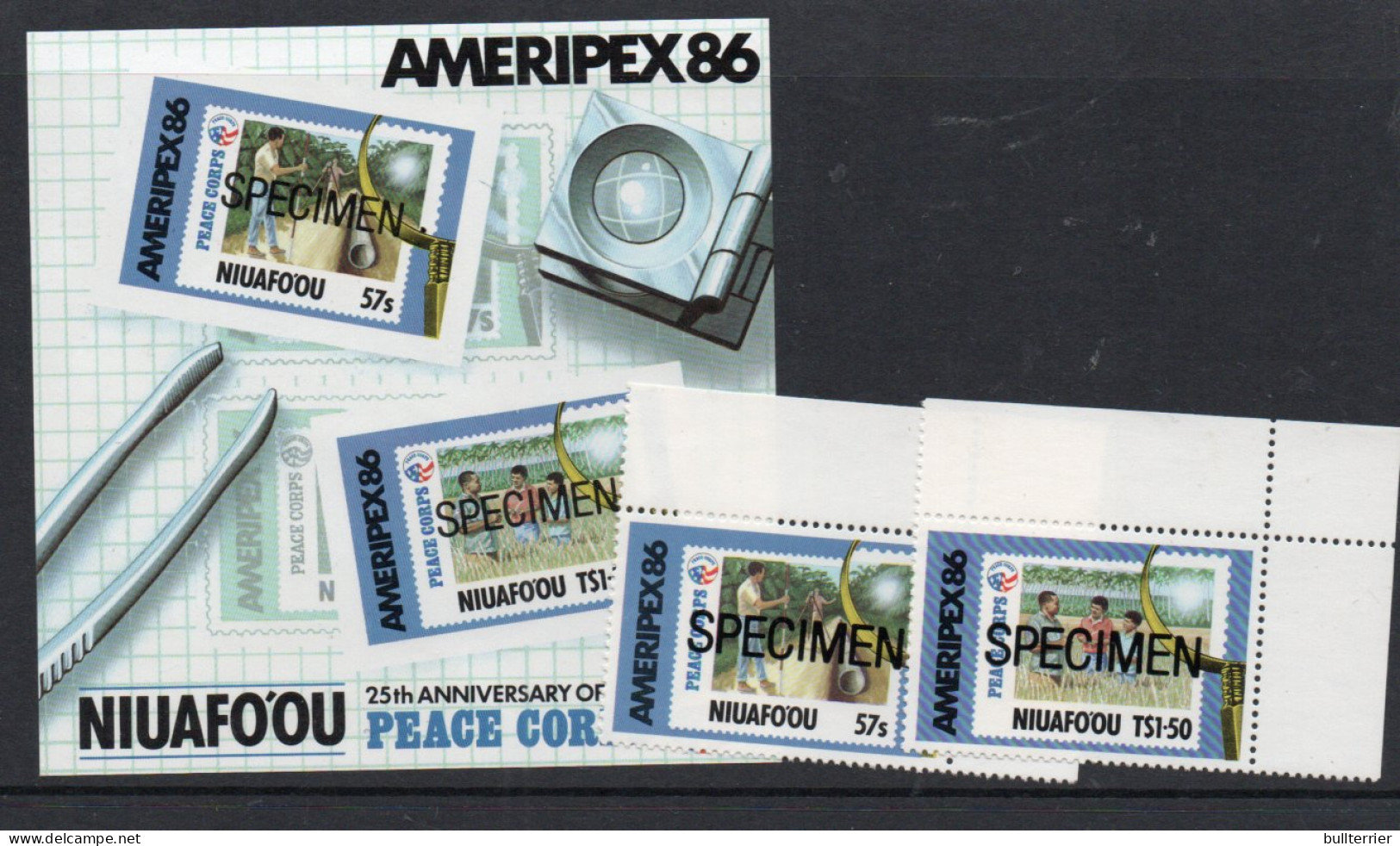 NIUAFOOU - 1986- AMERIPEX SET OF 2 + S/SHEET  " SPECIMENS"  MINT NEVER HINGED  - Otros - Oceanía