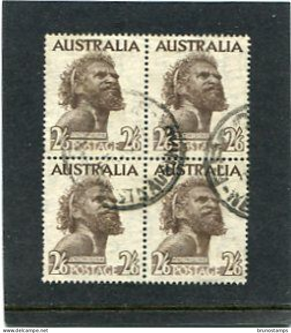 AUSTRALIA - 1952  2/6  ABORIGINE  BLOCK OF 4   FINE USED - Used Stamps