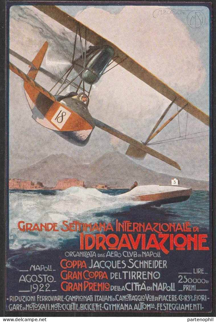 Lotto 102 8/1922 - Cartolina Speciale Della Grande Settimana Internazionale Di Idroaviazione Che Si Sarebbe Svolata A Na - Marcophilie (Avions)