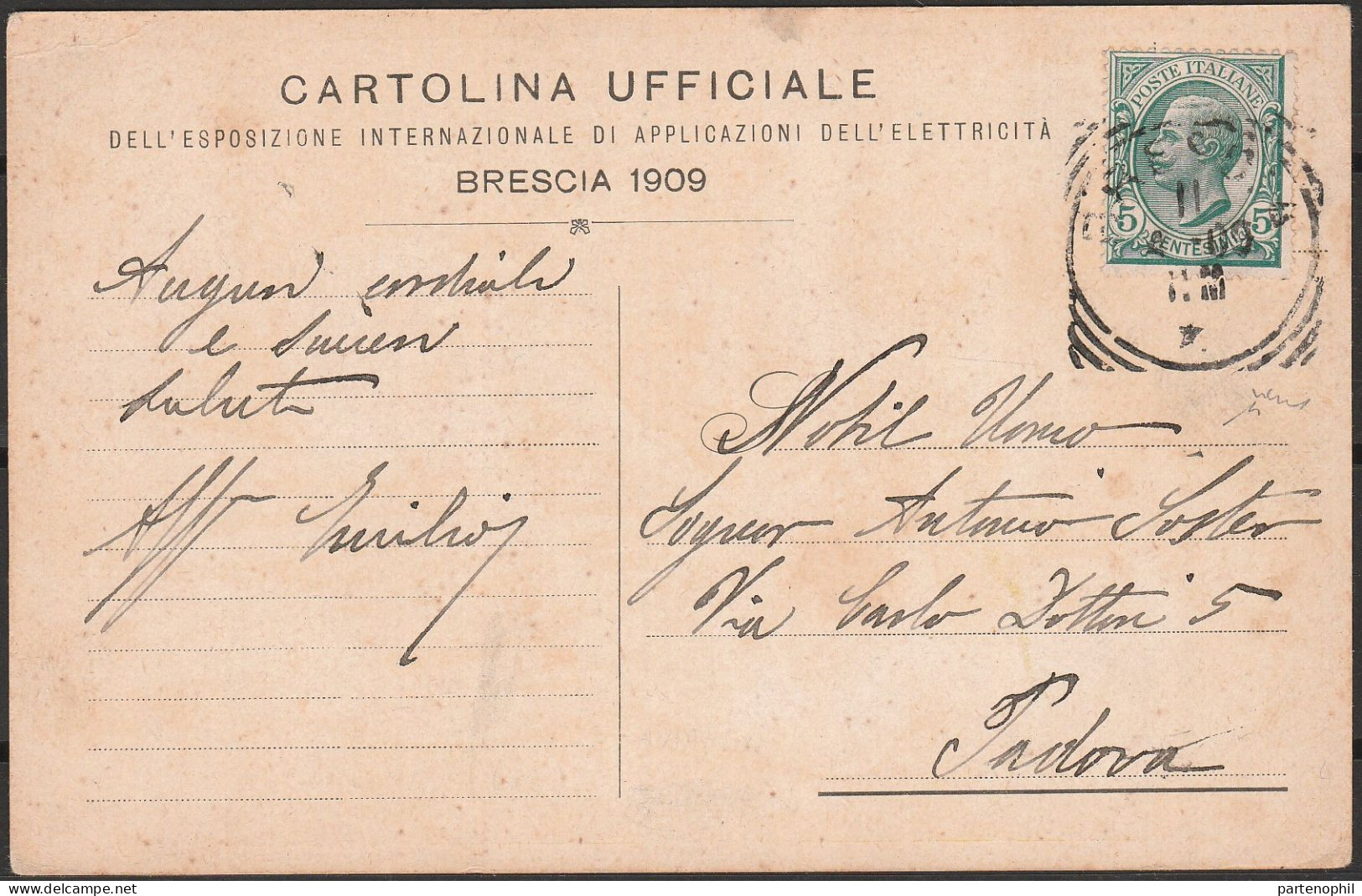 Lotto 104 8/8/1909 - Cartolina Ufficiale Dell’ Esposizione Internazionale Di Applicazione Del’ Elettricità, Durante La M - Marcophilie (Avions)