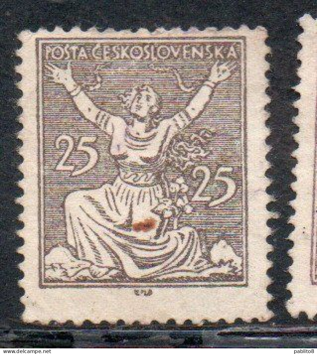 CZECH REPUBLIC REPUBBLICA CECA CZECHOSLOVAKIA CESKA CECOSLOVACCHIA 1920 BREAKING CHAINS TO FREEDOM 25h MH - Unused Stamps