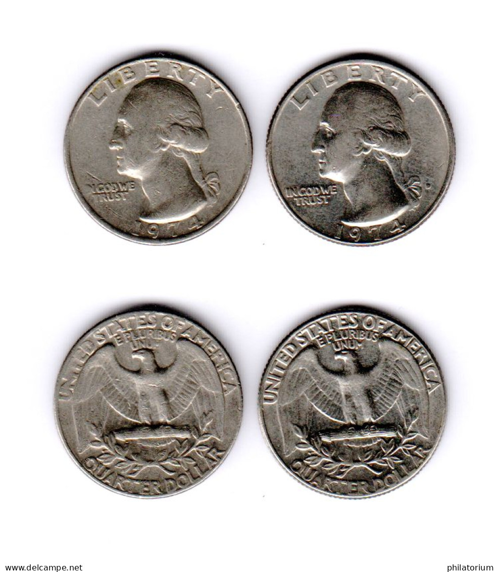 Etats Unis  Quarter Dollar 1974 + 1974D ; USA - 1932-1998: Washington