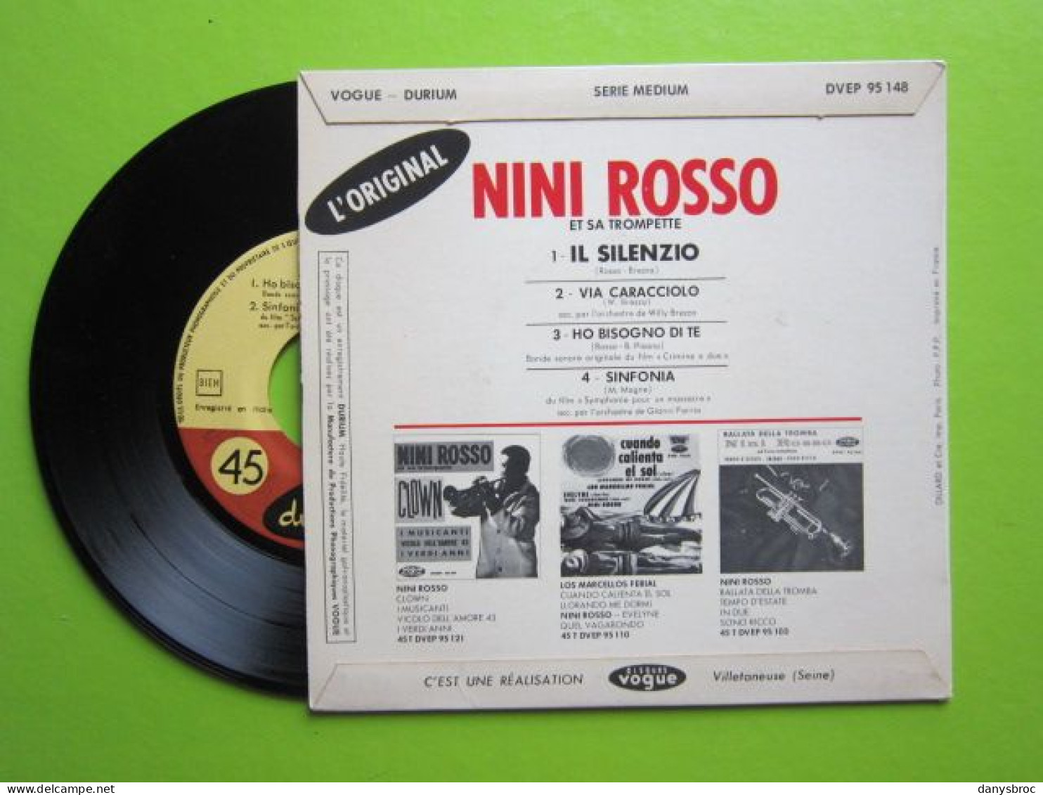 NINI ROSSO Et Sa TROMPETTE - IL SILENZIO - SLOW - VIA CARACCIOLO - SINFONIA - Disque Vinyle 45 T  (1982) - Strumentali