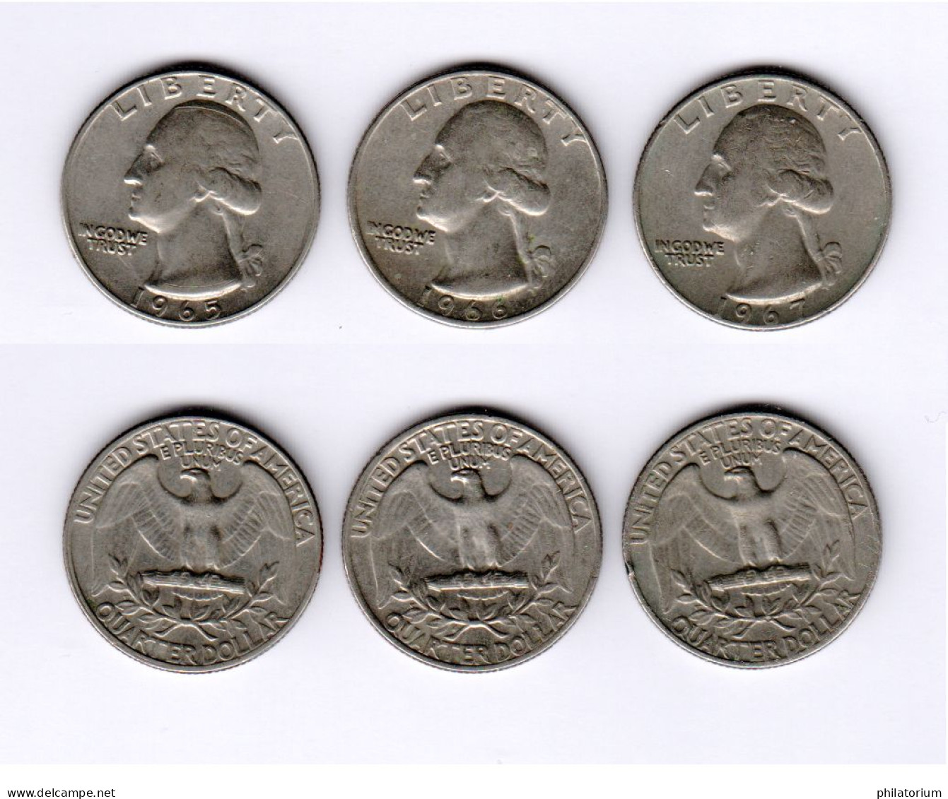 Etats Unis  Quarter Dollar 1965 + 1966 + 1967 ; USA - 1932-1998: Washington