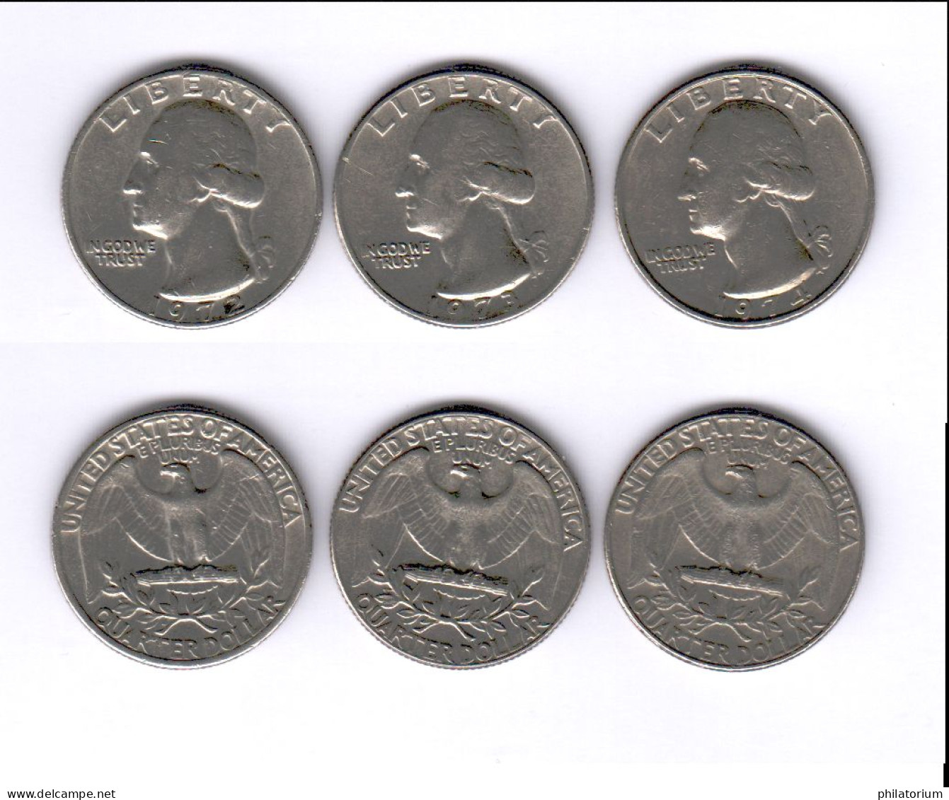 Etats Unis  Quarter Dollar 1972 + 1973 + 1974 ; USA - 1932-1998: Washington