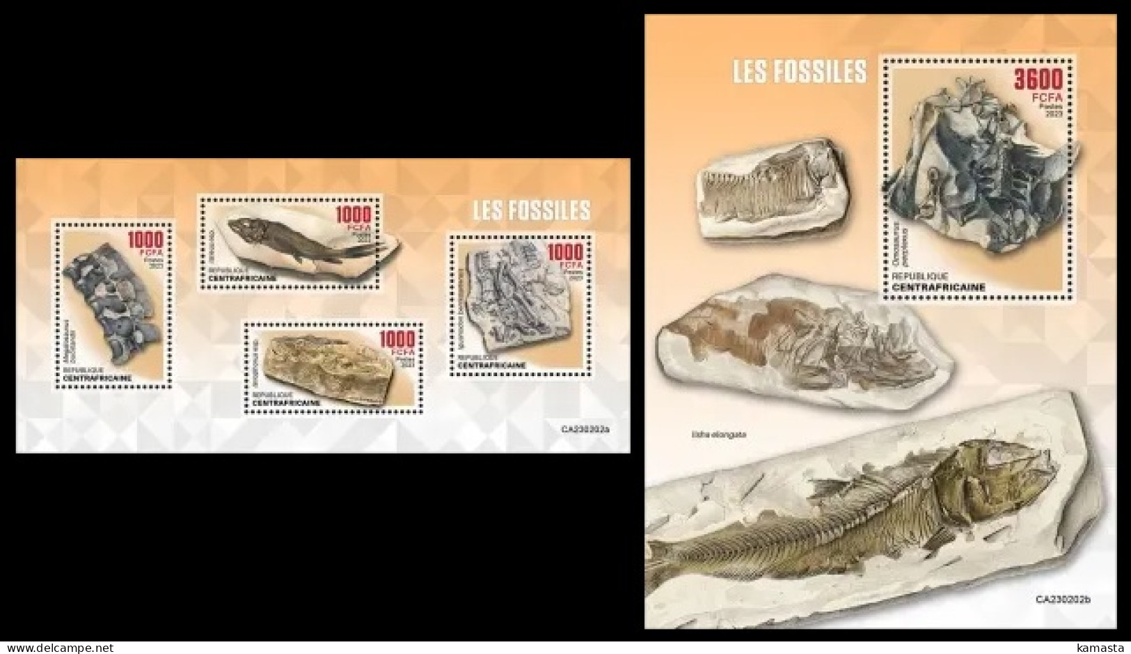 Central Africa 2023 Fossils. (202) OFFICIAL ISSUE - Fossils