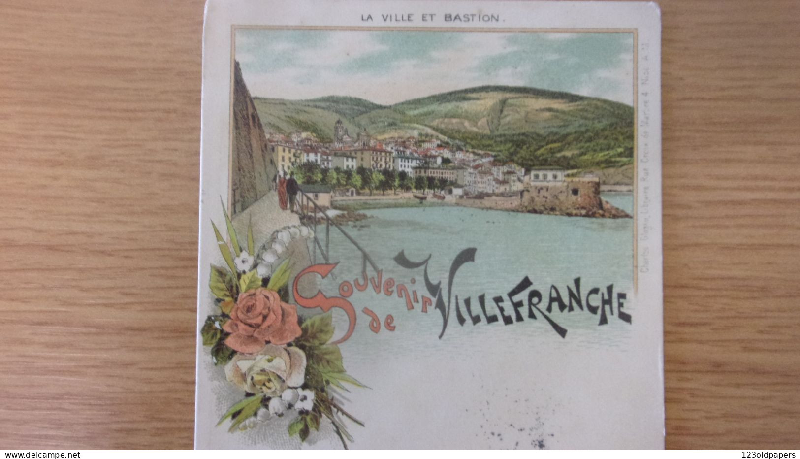 06 PRECURSEUR VOYAGEE 1896 SOUVENIR DE VILLEFRANCHE VILLE ET BASTION EDIT CHARLES GLAUGO - Villefranche-sur-Mer