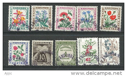 ANDORRE. Beau Lot De 10 Timbres Oblitérés Timbres Taxes,première Qualité, Andorre Français - Used Stamps