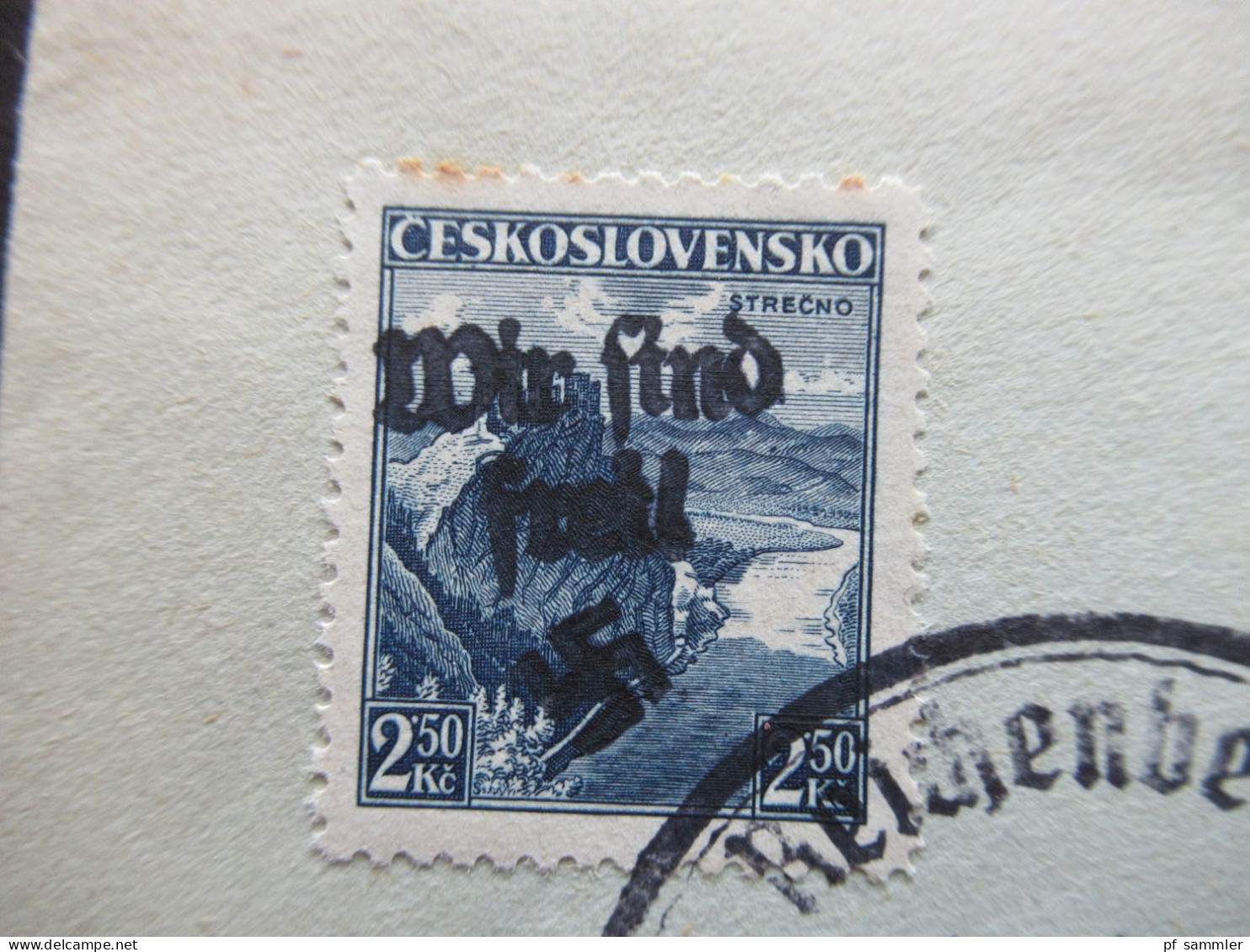 1938 Böhmen Und Mähren / Lokalausgabe Mährisch Ostrau Mi.Nr.14 Und 15 "Wir Sind Frei" Stempel Reichenberg 1 Heil Hitler - Briefe U. Dokumente