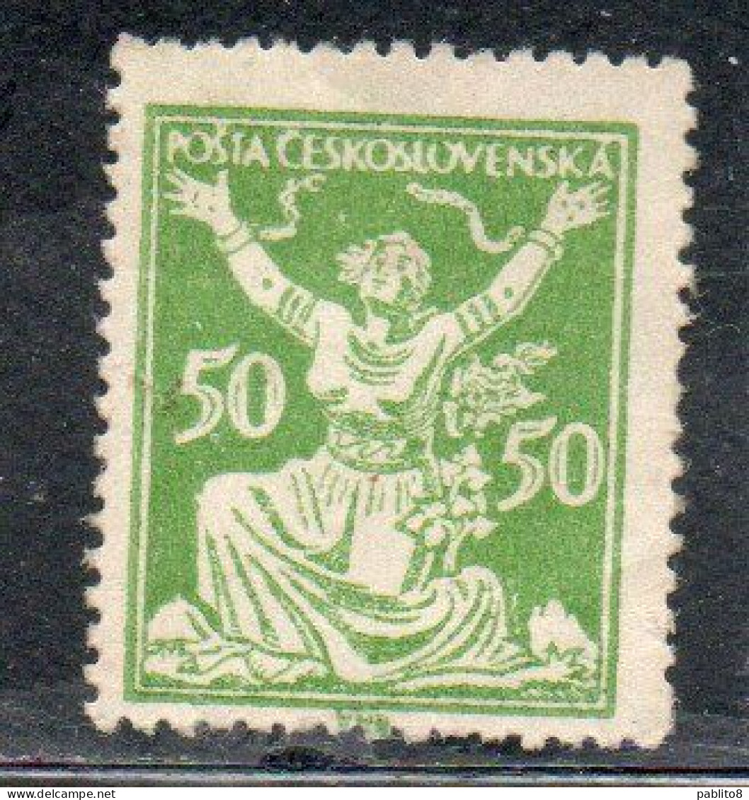 CZECH REPUBLIC REPUBBLICA CECA CZECHOSLOVAKIA CESKA CECOSLOVACCHIA 1920 1925 BREAKING CHAINS TO FREEDOM 50h MH - Unused Stamps