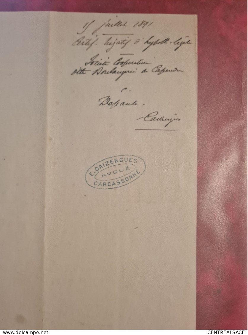 TIMBRE DIMENSION CERTIFICAT DE NON INSCRIPTION HYPPOTHEQUE 1891 - Revenue Stamps