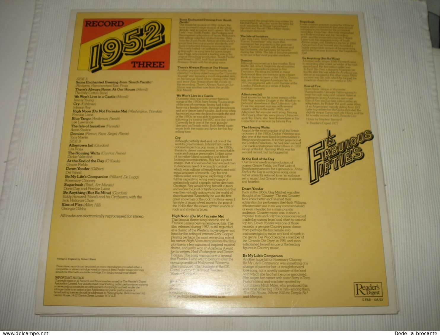 B10 / Coffret 10 LP  Fabulous fifties - Reader's Digest GFAB 10A - UK 1977 MINT