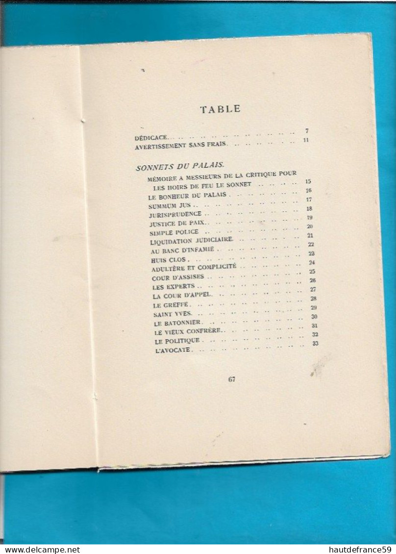 édit Emile RAOUST Lille 1934 - CHOSE JUGEE Sonnets Et Ballades Du Palais, Par Fernand Paul LECLERCQ Thème Justice - Autori Francesi