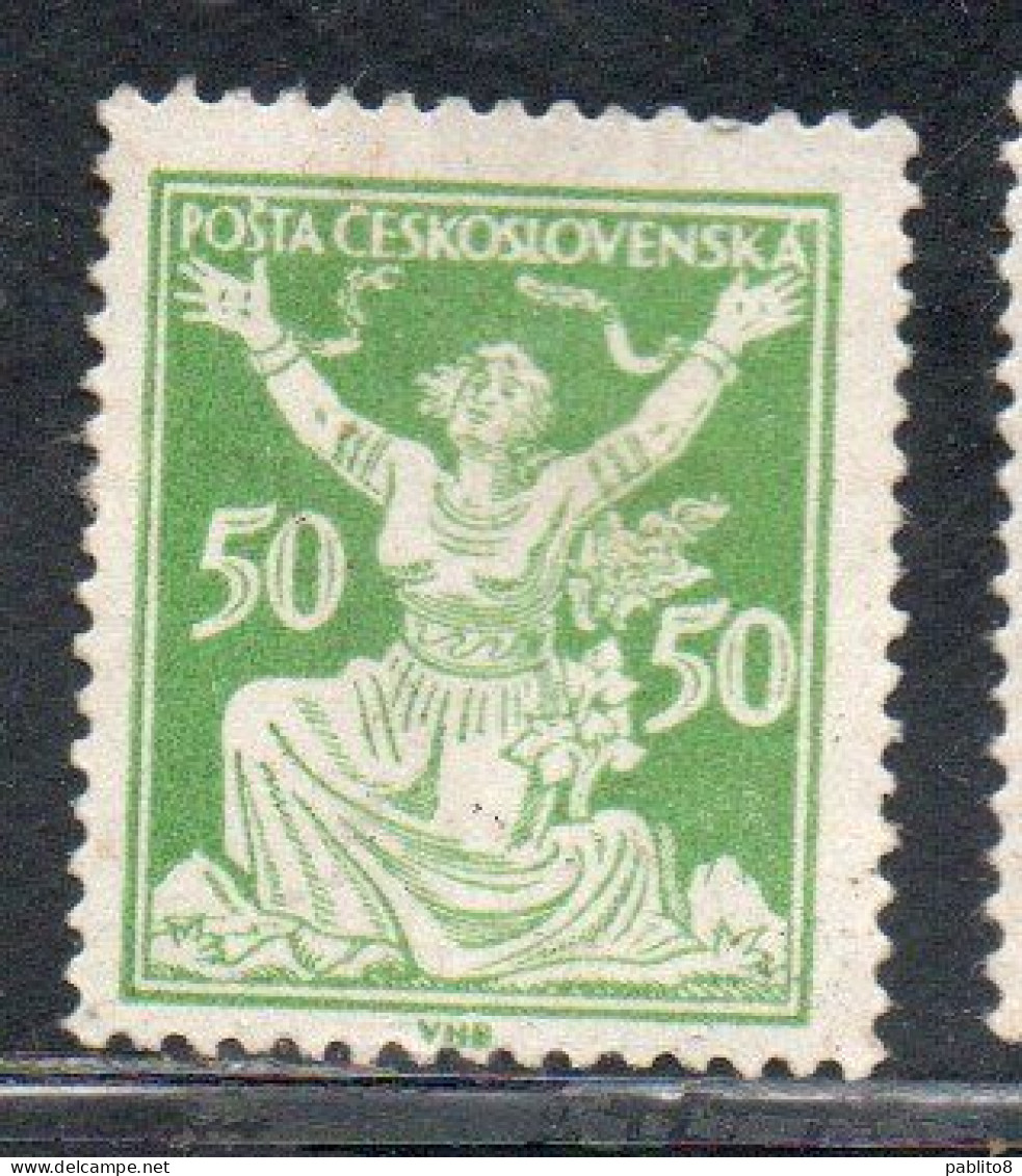 CZECH REPUBLIC REPUBBLICA CECA CZECHOSLOVAKIA CESKA CECOSLOVACCHIA 1920 1925 BREAKING CHAINS TO FREEDOM 50h MH - Unused Stamps