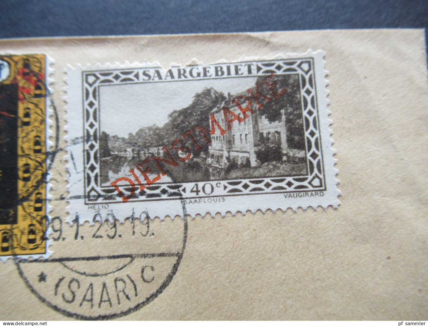 Saargebiet 1929 Dienstmarken Mi.Nr.2 (2) Und Nr.8 MiF Umschlag Gemeindekasse Sulzbach Saar Nach FFm - Brieven En Documenten