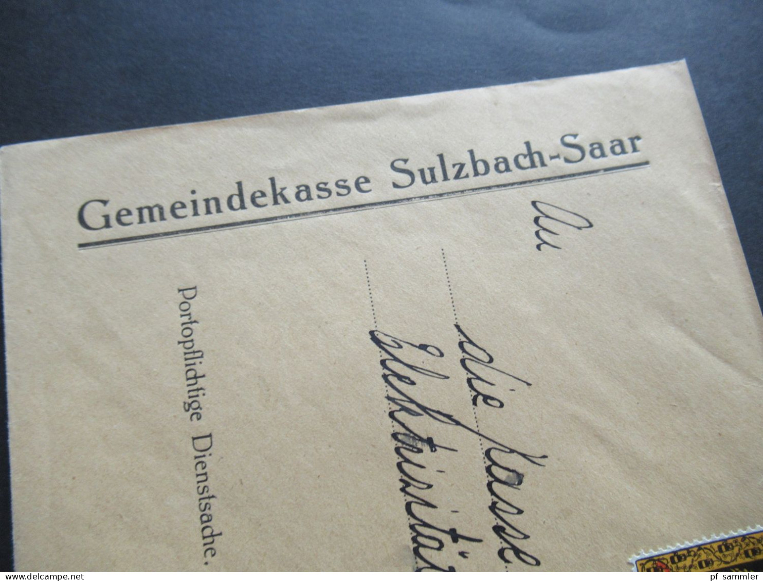 Saargebiet 1929 Dienstmarken Mi.Nr.2 (2) Und Nr.8 MiF Umschlag Gemeindekasse Sulzbach Saar Nach FFm - Brieven En Documenten