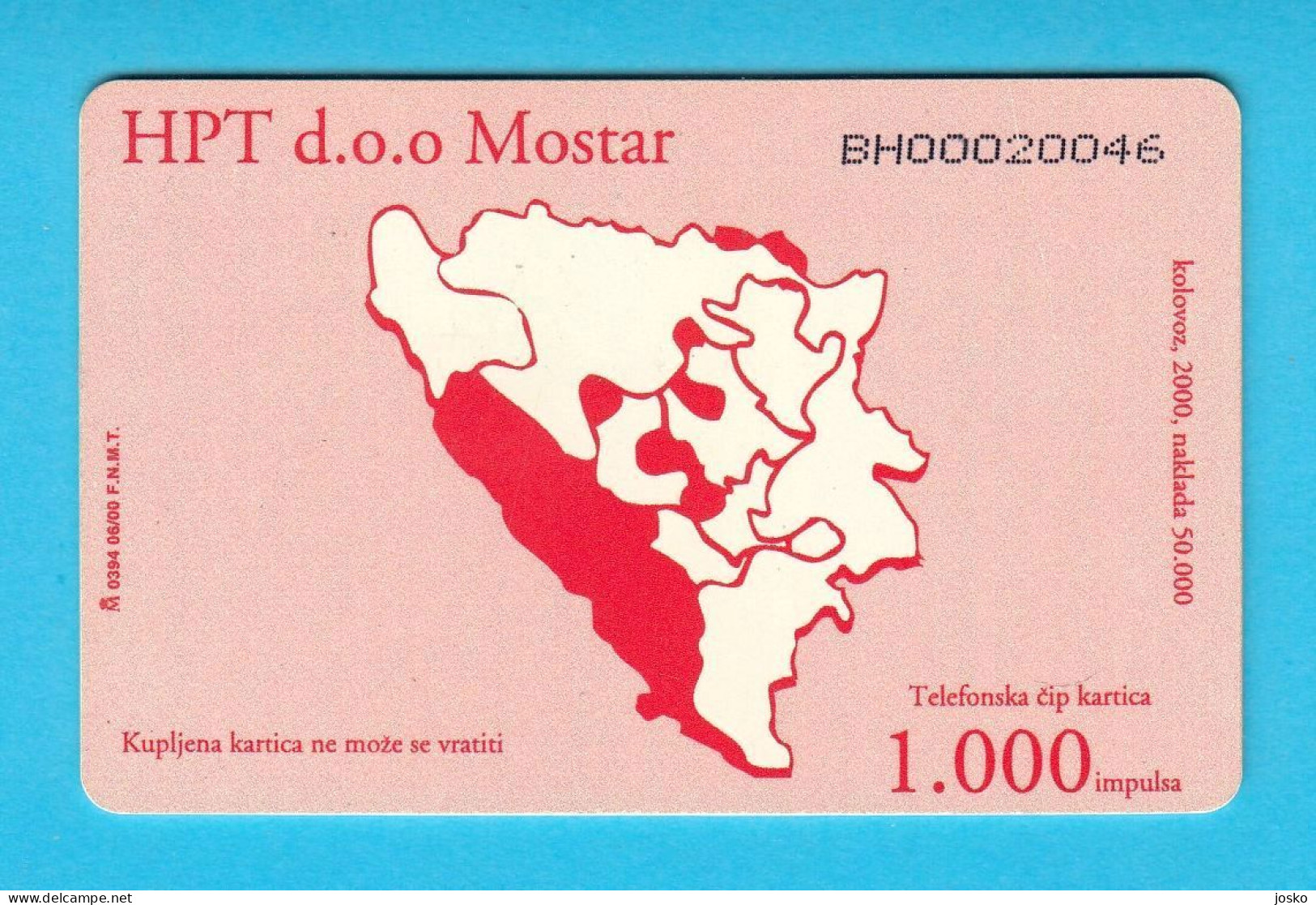 HERCEG-BOSNA (Mostar) - Croatian Part In Bosnia And Herzegovina * VODOPAD KRAVICA LJUBUSKI * 1000. Units * RRRRRRR - Bosnie