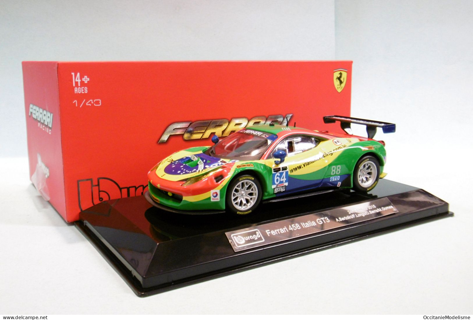 Bburago - FERRARI 458 ITALIA GT3 2015 24h Daytona Burago Réf. 18-36305 NBO Neuf 1/43 - Burago