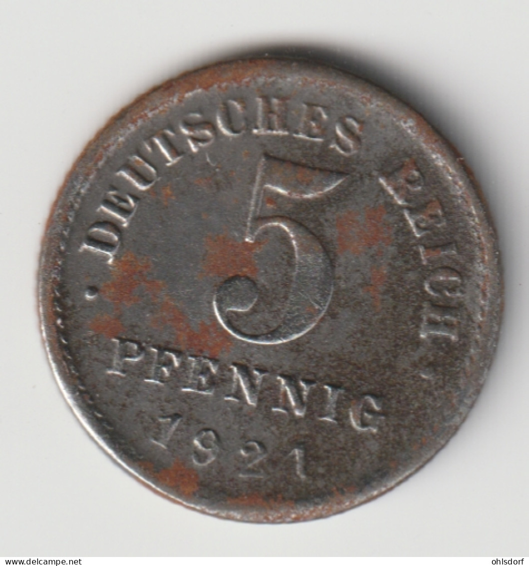 DEUTSCHES REICH 1921 J: 5 Pfennig, KM 19 - 5 Renten- & 5 Reichspfennig