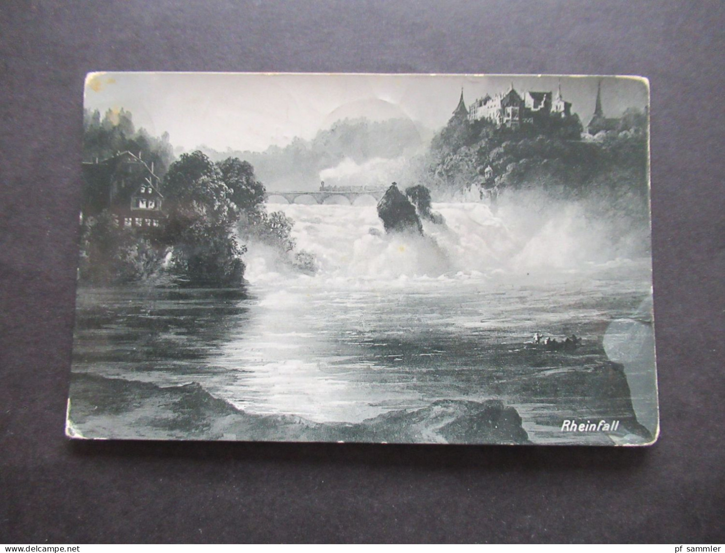 Schweiz 1906 AK Rheinfall 2x Stempel Neuhausen Schaffhausen Nach Karlsruhe (Baden) Mit Ank. Stempel - Neuhausen Am Rheinfall