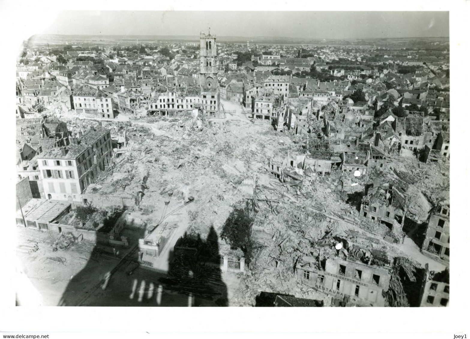 Photo Bombardement De Mantes En 1944,photographe R.Noel Format 13/18 - War, Military