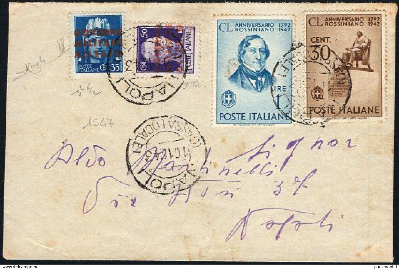 Lotto 283 Occupazione Anglo Americana - A Napoli - 10/12/1943 - Lettera Da Napoli Per Città Affrancata Con Governo Milit - Anglo-american Occ.: Naples
