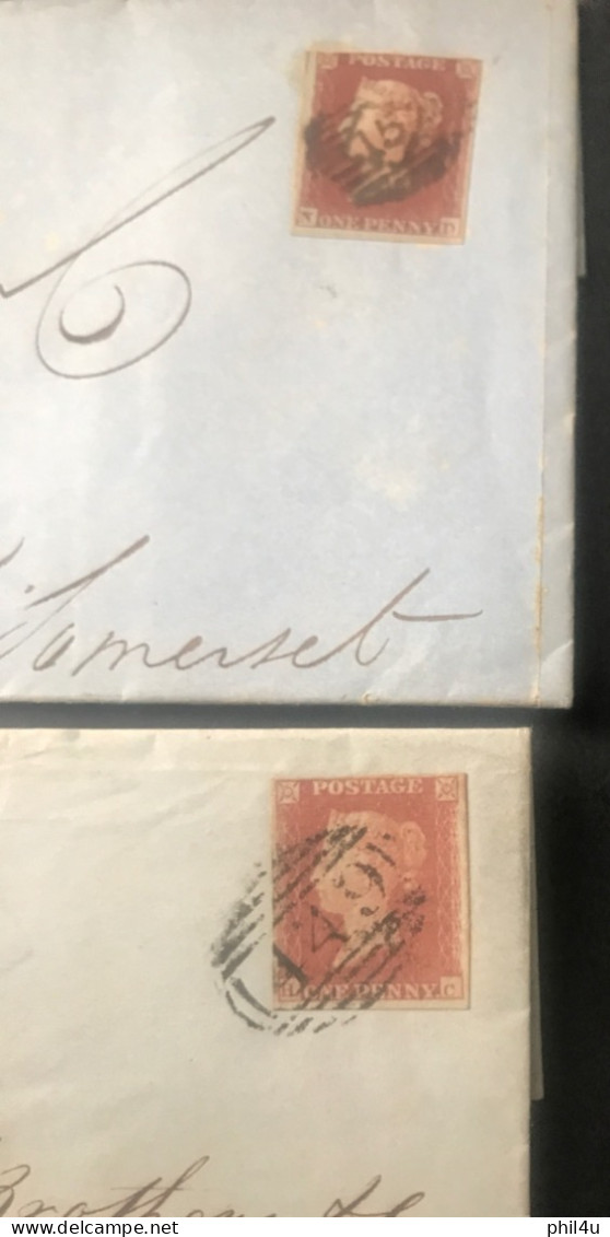 2 GB Penny Red Imperf Covers Penny Black Type Post Mark Details Written In Can Be Sent All To Somerset GB - Briefe U. Dokumente