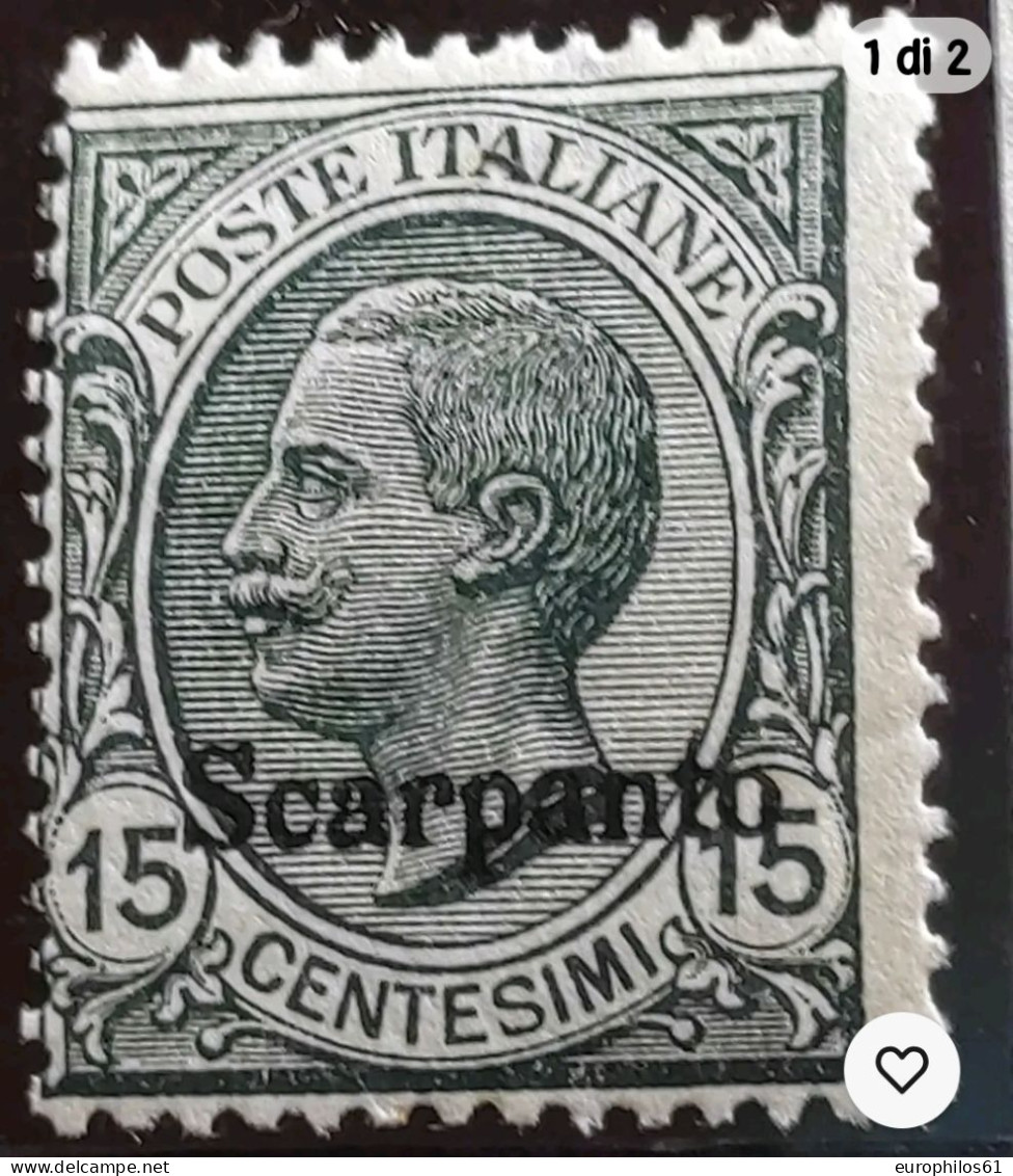 15 Cent 1 Val. Mnh** - Egeo (Scarpanto)