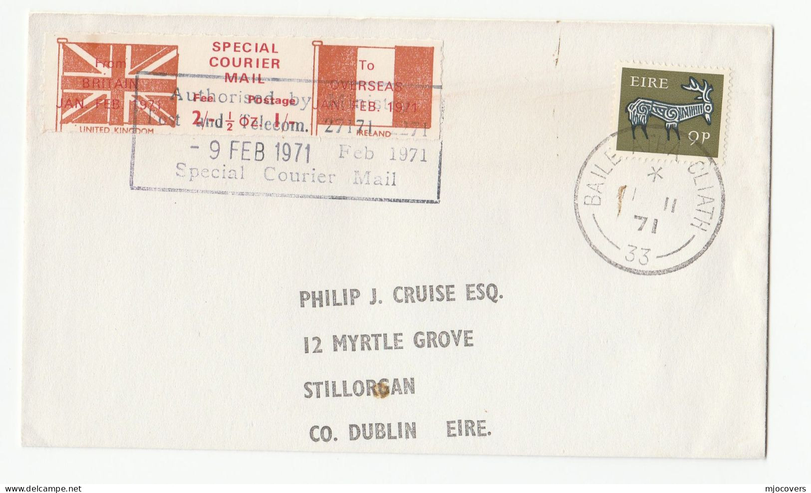 1971 IRELAND Stamps COVER With GB POSTAL STRIKE COURIER MAIL LABEL  Great Britain - Storia Postale