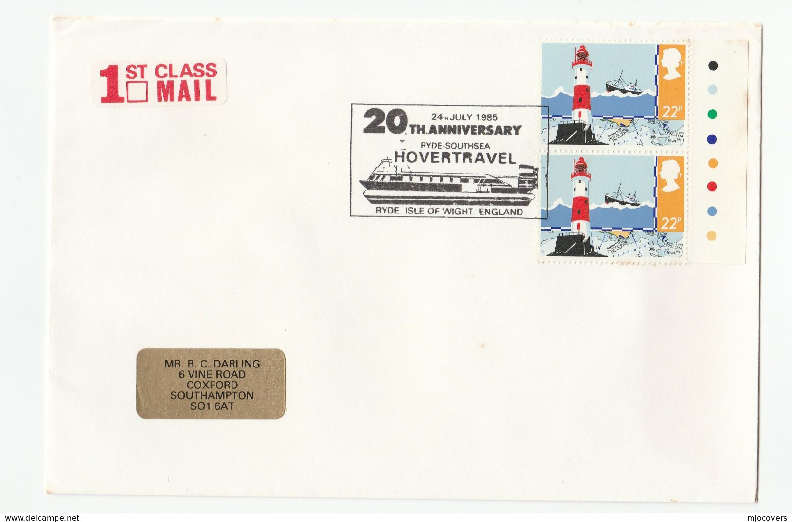 1985 Ryde HOVERTRAVEL EVENT Cover HOVERCRAFT  GB Stamps LIGHTHOUSE - Andere(Zee)