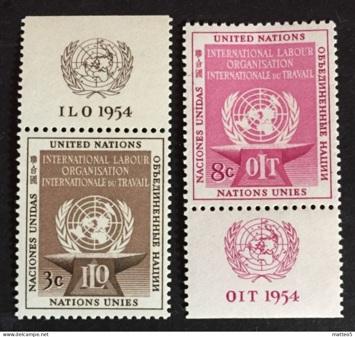 1954 - United Nations UNO UN ONU - ILO - UN - International Labor Organization  - Unused - Nuovi