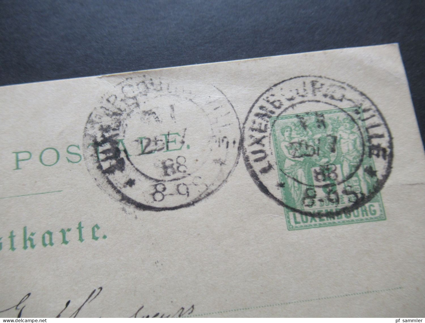 Luxemburg 1888 Ganzsache 5 Cent Stempel Luxembourg Ville Geschrieben In Michelbach - Enteros Postales