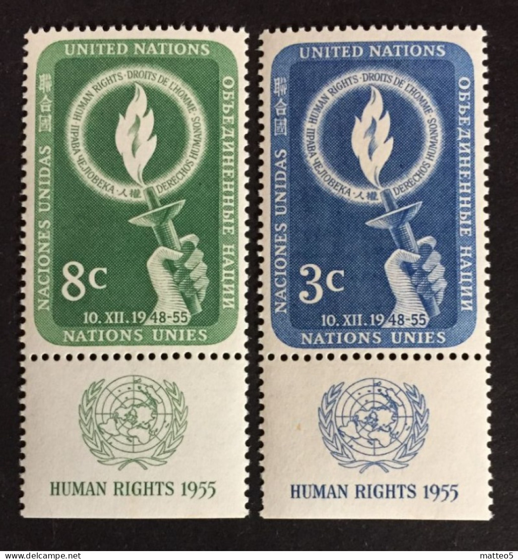 1955 - United Nations UNO UN ONU - Day Of Human Rights - Hand With Torch - Unused - Neufs