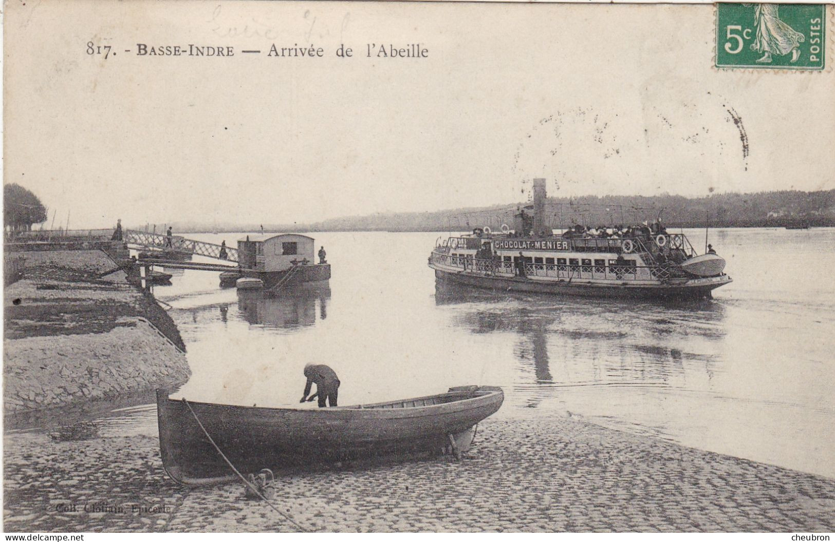 44. BASSE INDRE. CPA.  ARRIVEE DE L'ABEILLE.. ANNEE 1909 + TEXTE - Basse-Indre