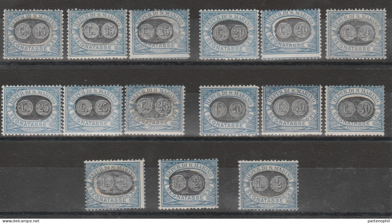 Lotto 388 San Marino 1931 - Segnatasse Del 1925 Soprastampati N. 32/46. Cert. Todisco. Cat. € 1300,00. MNH - Postage Due