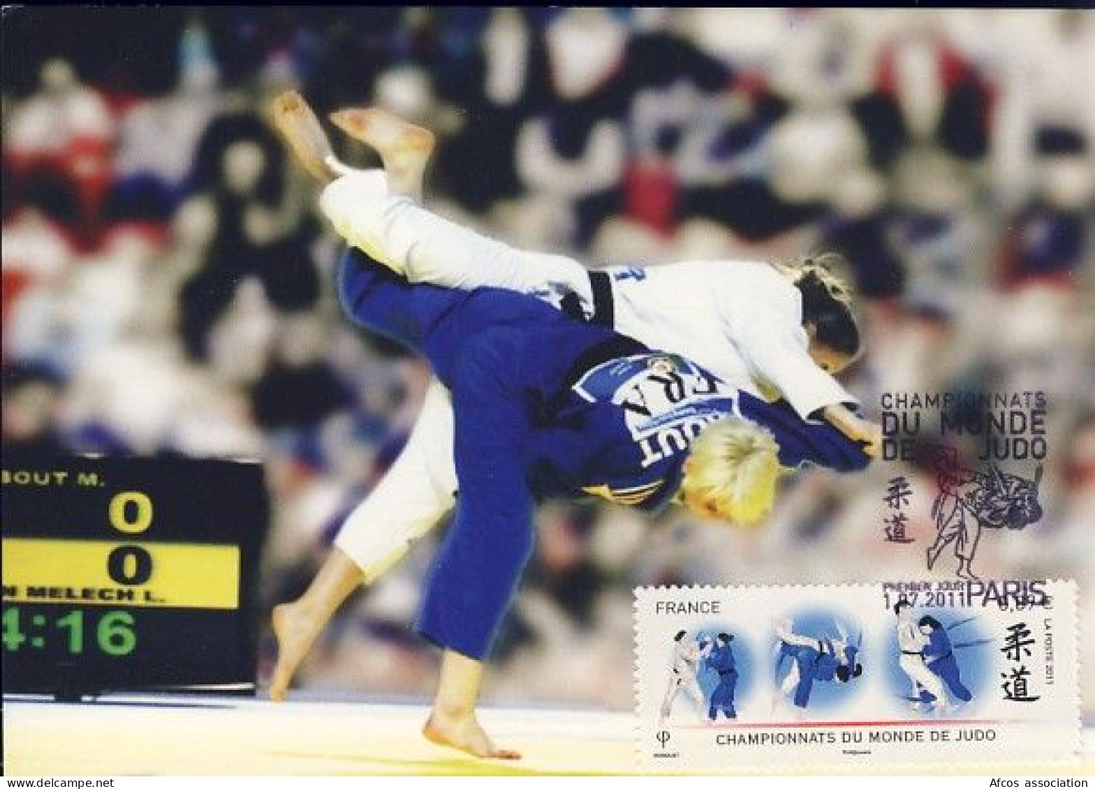 Judo Championnat Du Monde 2011 Paris CAD 1er Jour Carré Sur Carte Postale - Judo