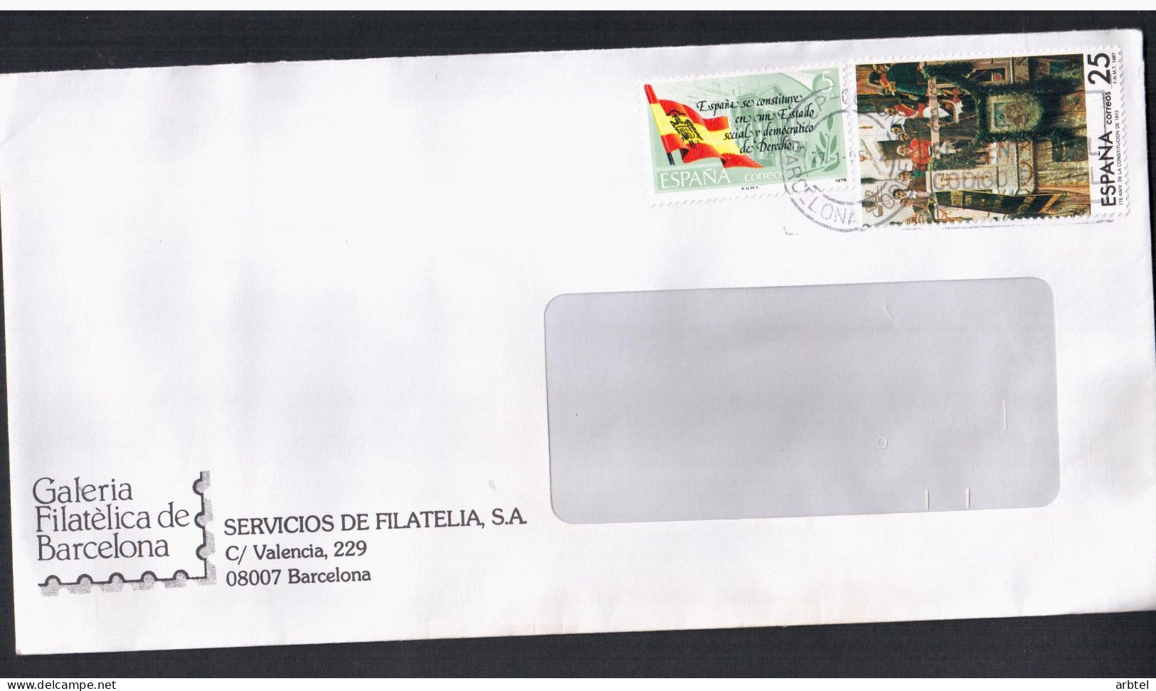 BARCELONA CC SELLOS BANDERA FLAG CONSITUCION ESPAÑOLA - Briefe