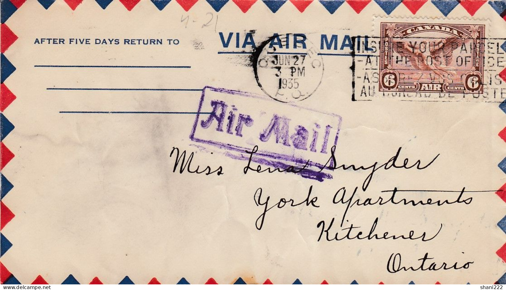 Canada 1935 Air Letter (4-21) - Storia Postale
