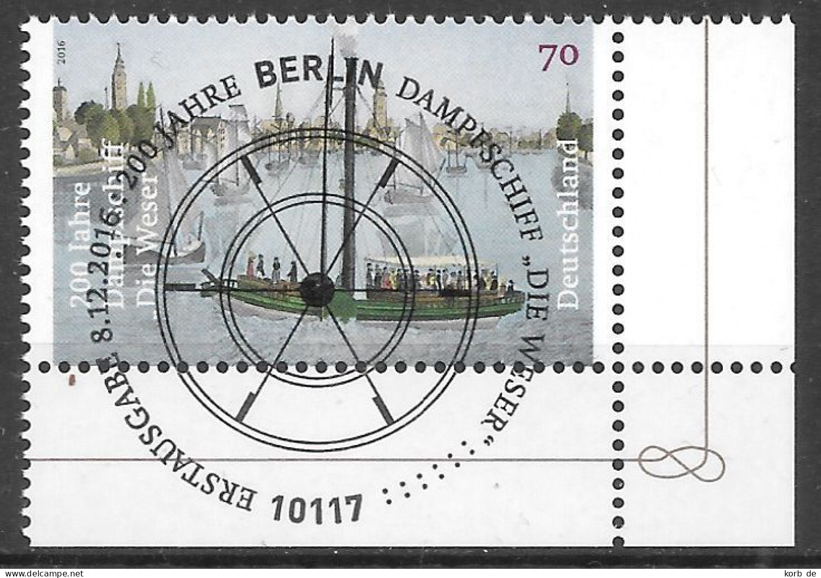 Bund 2016 / MiNr.    3273  Rechte Untere Ecke, Zentrischer ESST Berlin Zentrum  O / Used   (x937) - Gebraucht