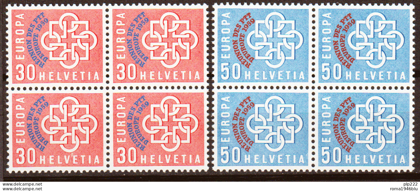 Svizzera 1959 Unif. 632/33 Block Of 4 **/MNH VF - Unused Stamps